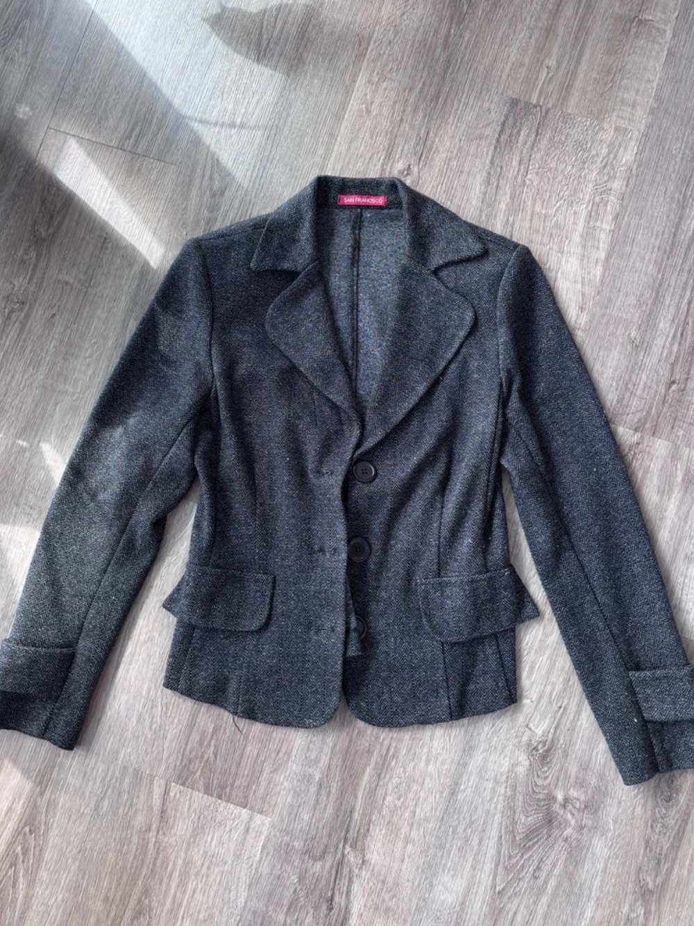 Tailored Dark Gray Women's Wool-Blend Blazer Jacket